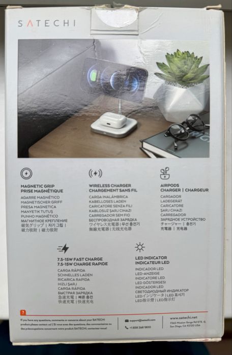 Бездротовий зарядний пристрій Satechi Aluminum 2 in 1 Magnetic Wireless Charging Stand Space Gray (ST-WMCS2M)