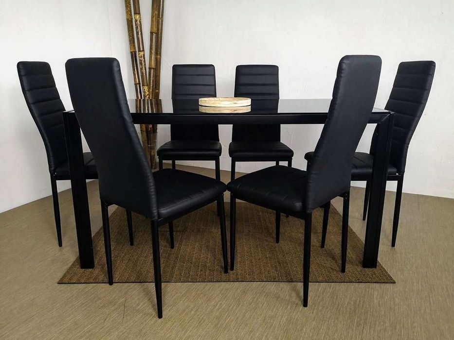 Mesa de jantar preto 6 sillas - envio gratis