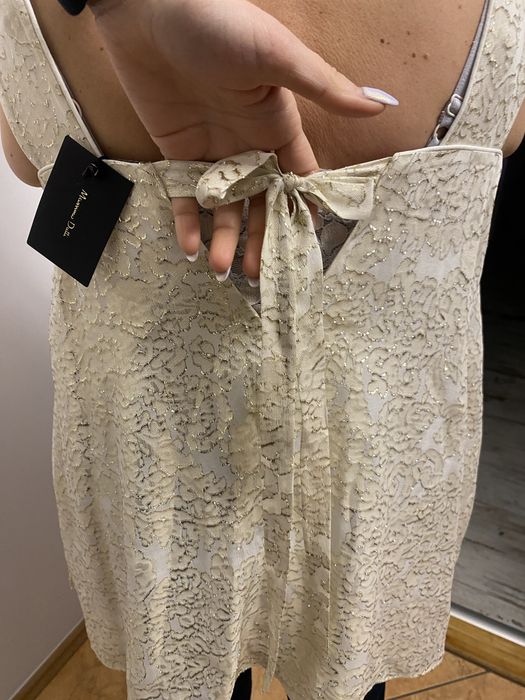 Massimo Dutti jedwabny top bluzka złota nitka silk seta 38 M 40