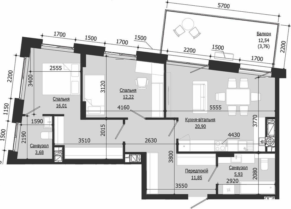 Продаж 2 кім. квартири SOUL PARK вул П. Орлика 74.35 кв.м