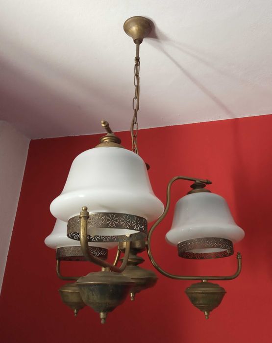 Candeeiro de Sala Vidro Opalino Vintage