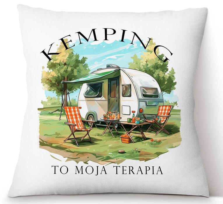 Poduszka "Kemping to moja terapia" Kamper, namiot, kemping. Super!!