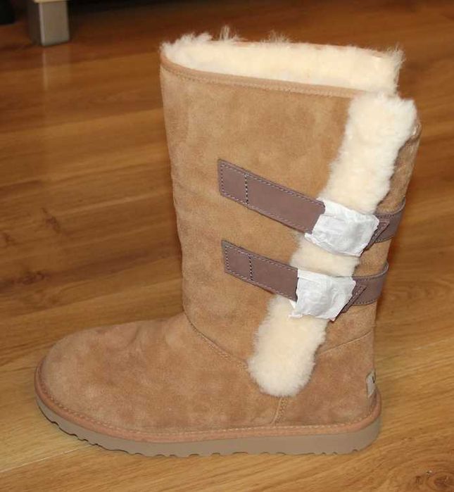 UGG buty kozuszek skóra śniegowce ocieplane botki kozaki brązowe 39