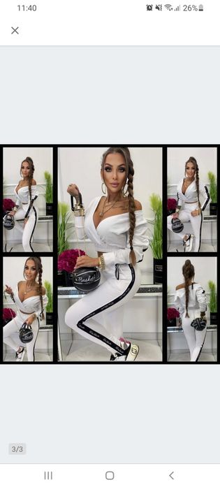 Bluza krótka dekolt lola bianka dresowa bawełniana