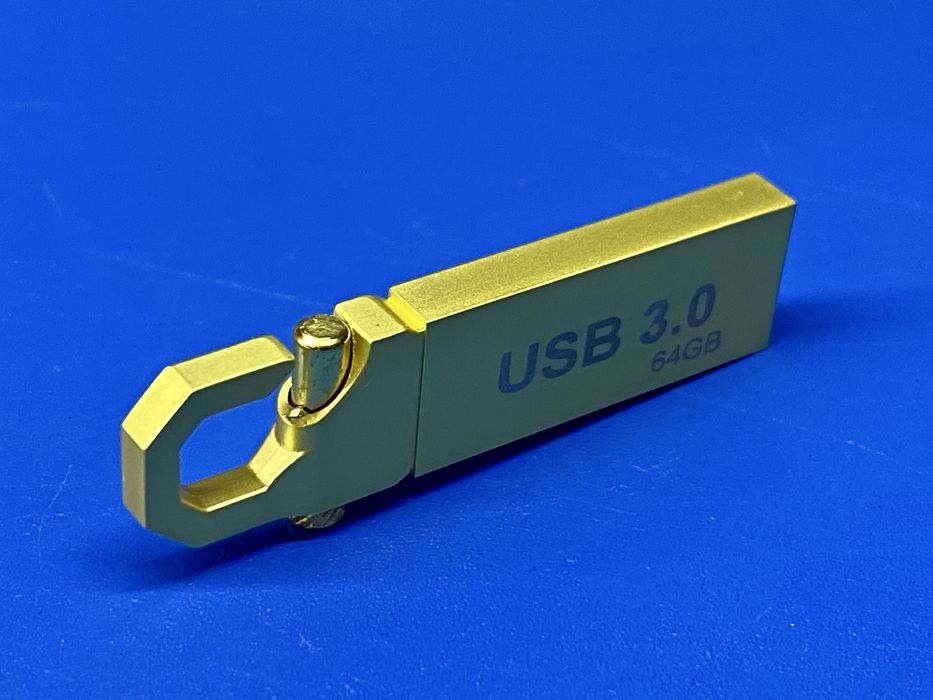 USB флешка-карабін 64GB USB 3.0 золотистий металевий корпус