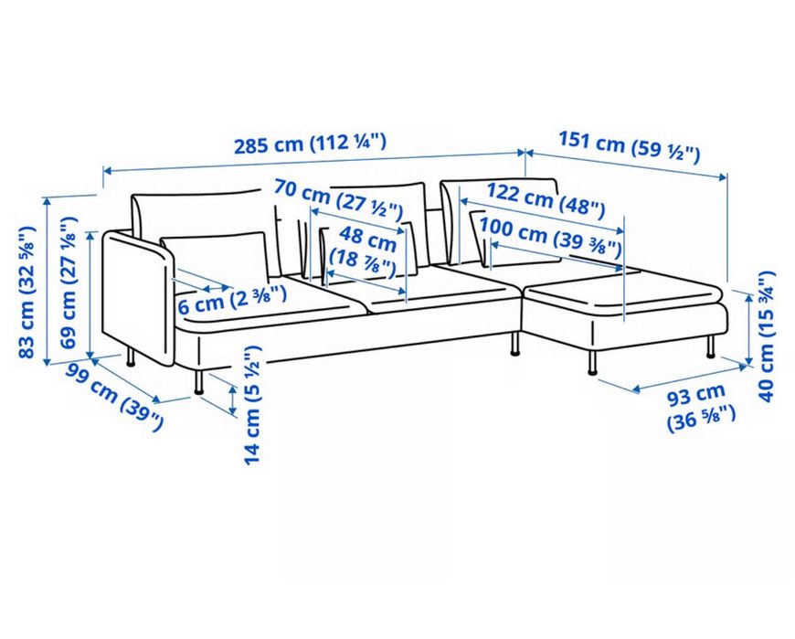 Sofá chaise longue 4 lugares