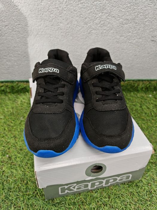 Sneakersy adidasy buty sportowe Kappa czarne z niebieską podeszwą 34