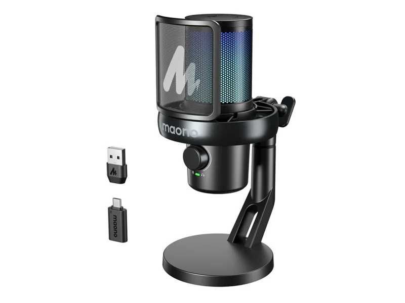 MAONO DM40 Pro Mikrofon Bezprzewodowy USB-C RGB AI Do Streamingu Podcast Gaming PC PS5 Mac