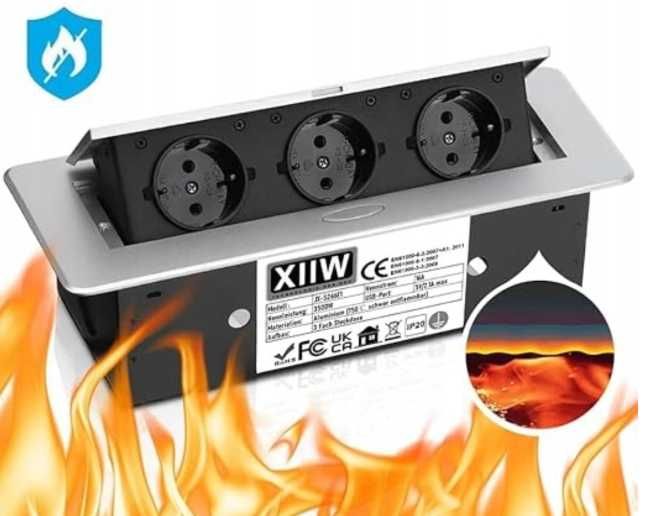 Aluminiowe wpuszczane gniazdo wtykowe do zabudowy