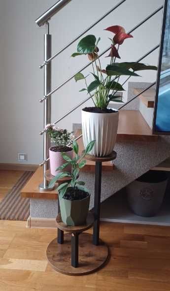 KWIETNIK STOJĄCY Stojak na Kwiaty Kwiatki Rośliny Metal Drewniany Loft