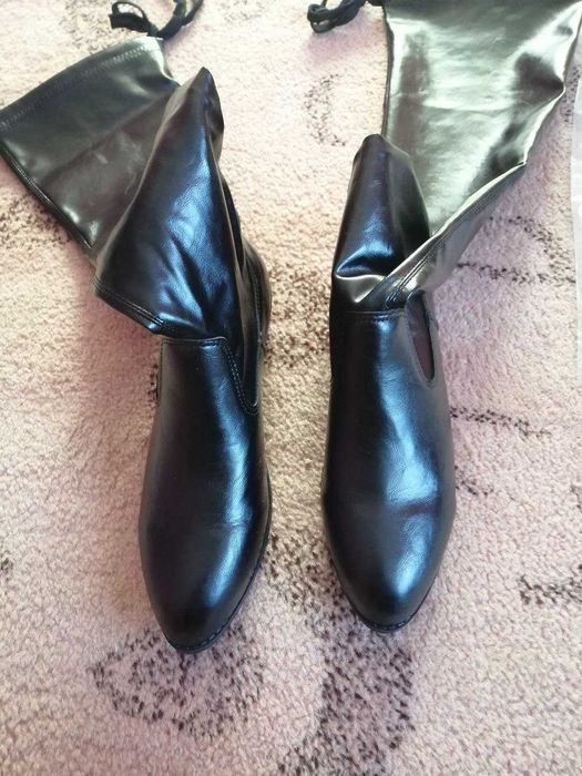 Шкіряні Ботфорти Туфлі-Чулки Сапоги Лаковая Кожа Чоботи Високі 42-43