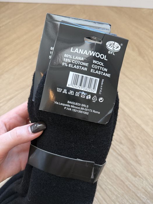 Czarne wełniane skarpety termiczne męskie wełna wool 40-43