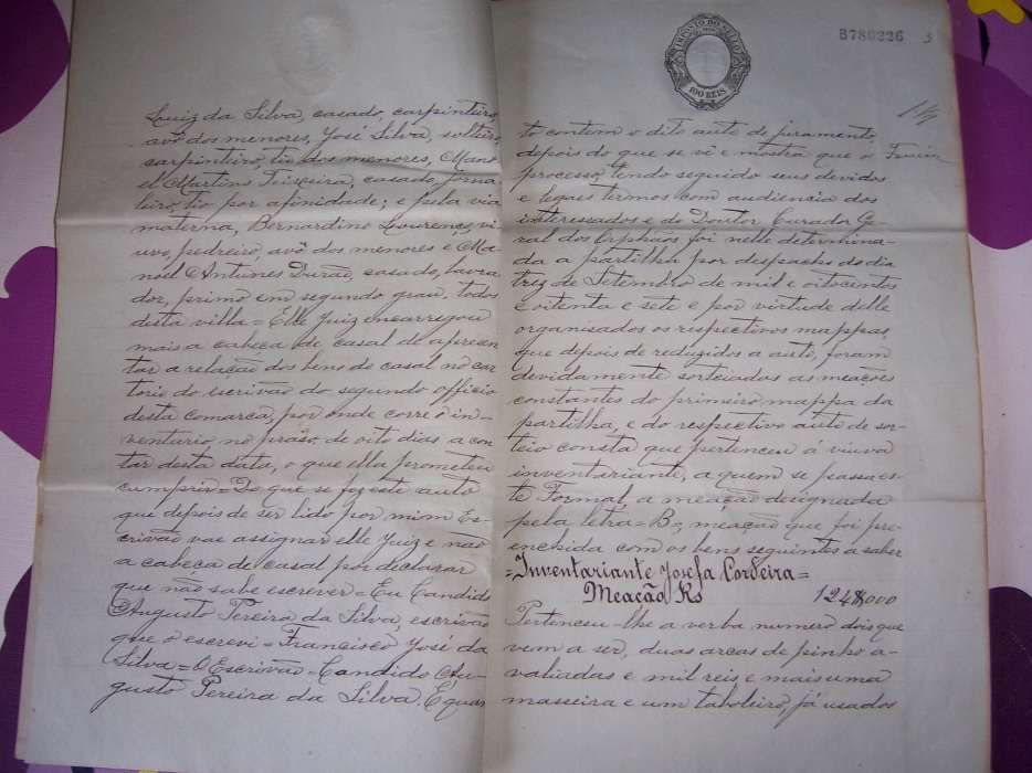 Manuscrito Original de Decisão de Tribunal de Menores datado de 1904