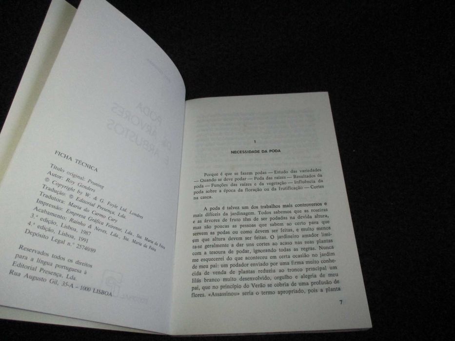 Livro Poda de Árvores e Arbustos Roy Genders 1991