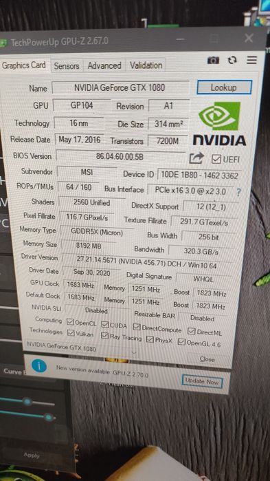 Уценка видеокарта msi GTX1080 8GB