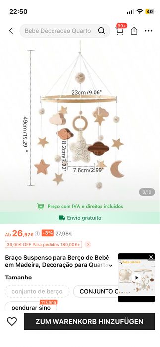Mobile para berço de bebé