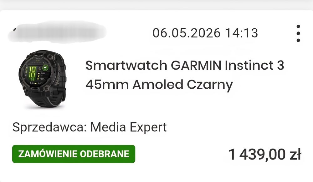 Zegarek sportowy Smartwatch Garmin Instinct 3 45mm Amoled Nowy! Gwarancja!