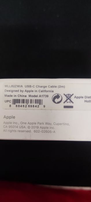 Apple USB-C Charge Cable (2m) original novo