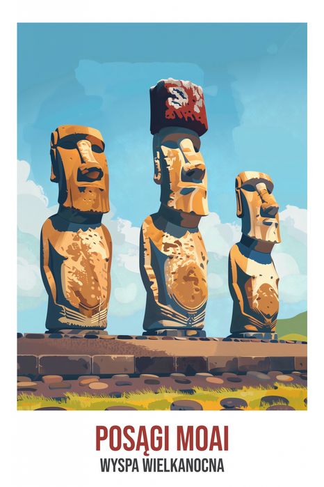 Plakat 20x30cm Posągi Moai