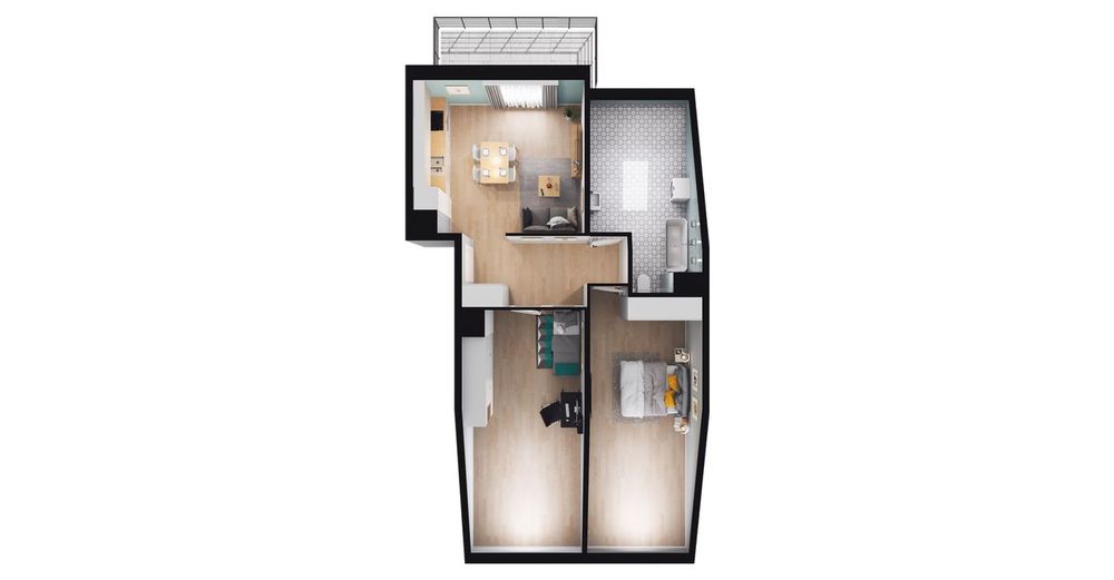 3-pokojowe mieszkanie 58 m² + balkon Bezpośrednio - Widok 2