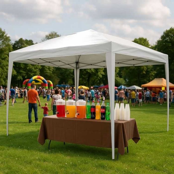 PAWILON Handlowy Ogrodowy lekki 3x3m Biały - AUTOMATYCZNY