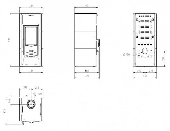 Asia  7,4 KW  piec kominkowy na drewno w obudowie kamiennej