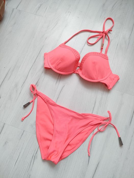 komplet H&M bikini 36 S 80B łososiowy