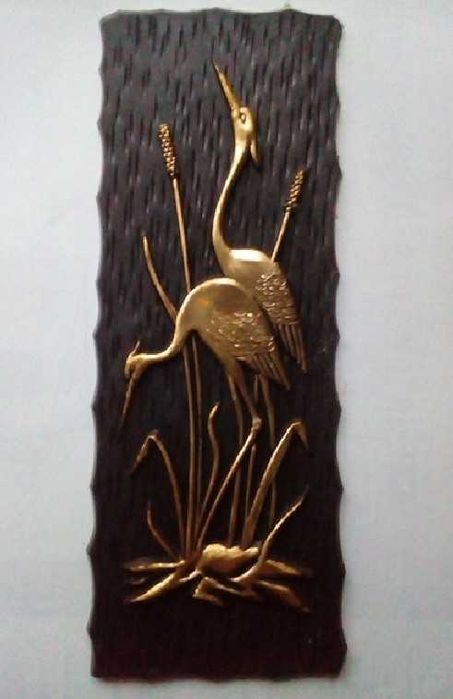 Сувенир настенный картина-чеканка Аисты-времён СССР