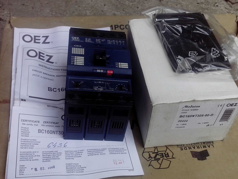 Автоматические выключатели OEZ BC160NT305 Чехия.