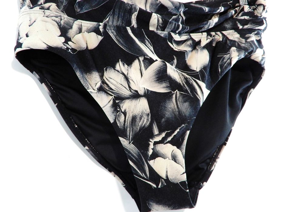 Strój kąpielowy figi od stroju bikini wysoki stan czarny kwiaty 38 M