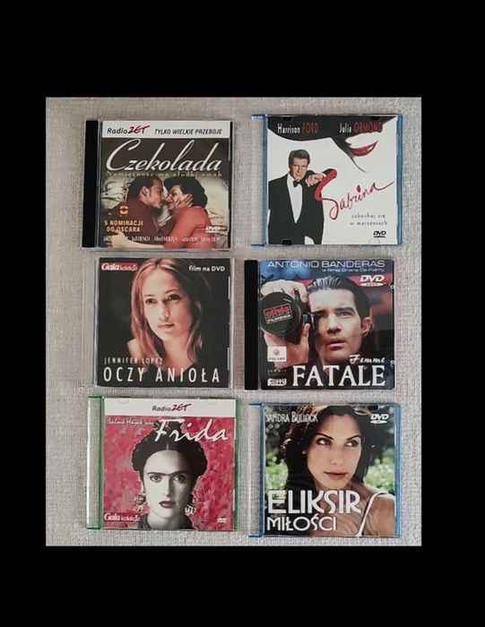 Filmy DVD Sabrina,Czekolada,Frida,Fatale,Oczy Anioła,Eliksir Miłości