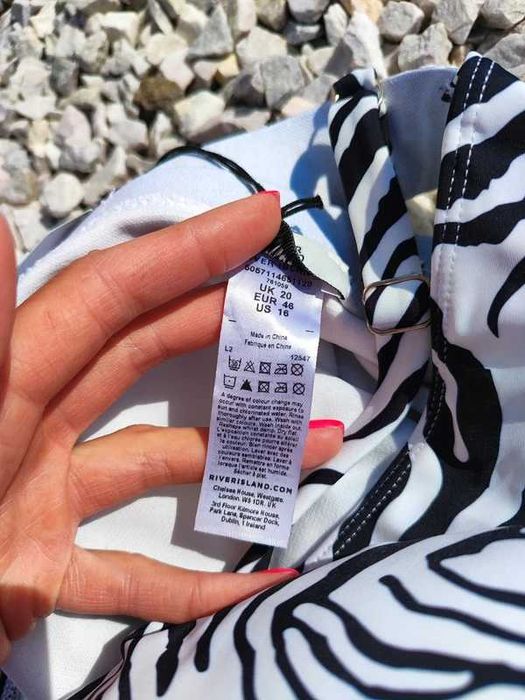 Jednoczęściowy strój bikini zebra River Island 46 3XL