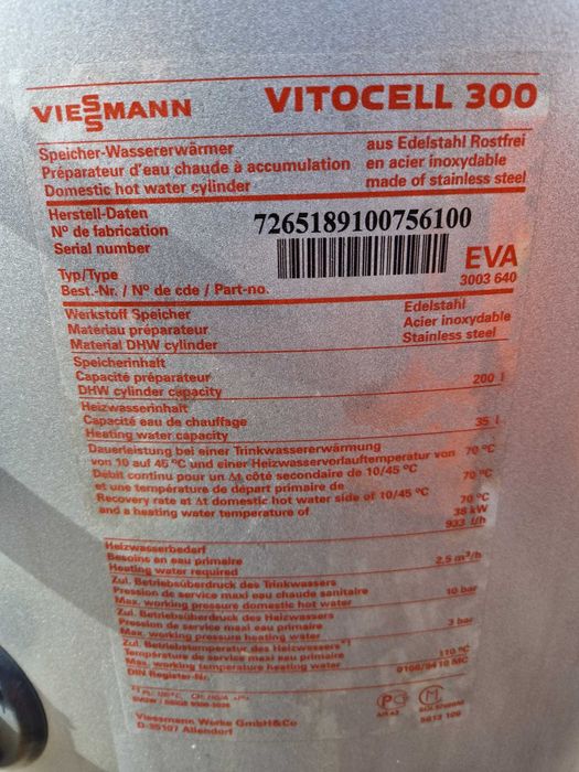 Bojler Nierdzewny Viessmann 200l stojący Dwupłaszcz Wysyłka Gwarancja