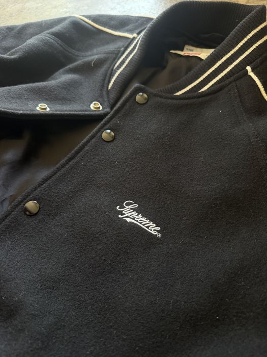 Supreme x Jamie Reid “It’s All Bollocks” Varsity Jacket — Black, SS21 — SKU SS21J65 BLACK.