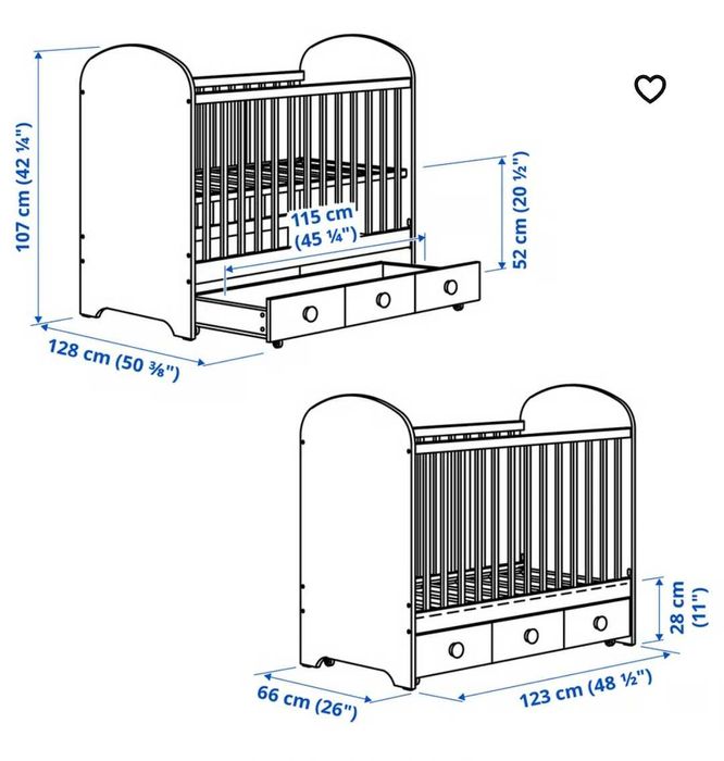 Berço c/gavetas Cinzento com EXTRAS