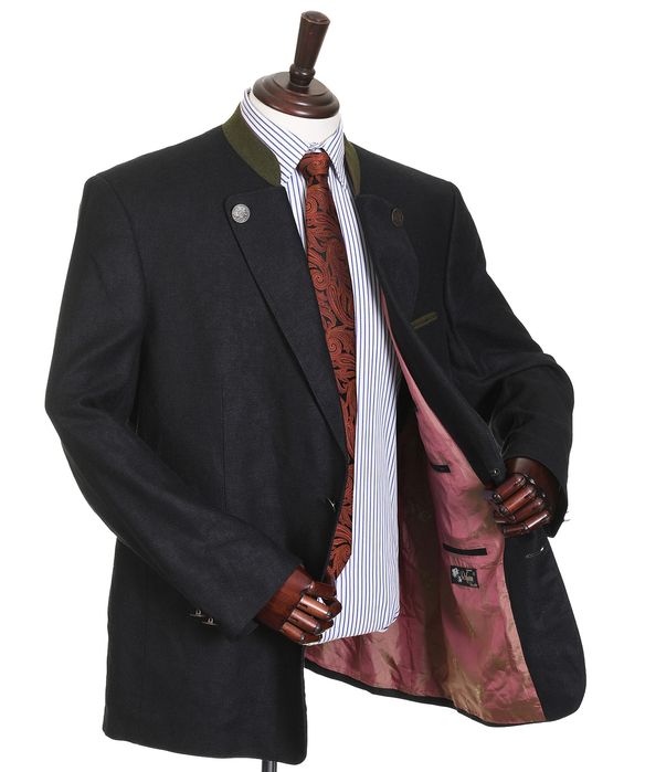 ROFAN TRACHT czarna marynarka męska bawarska myśliwska wełna jedwab 58