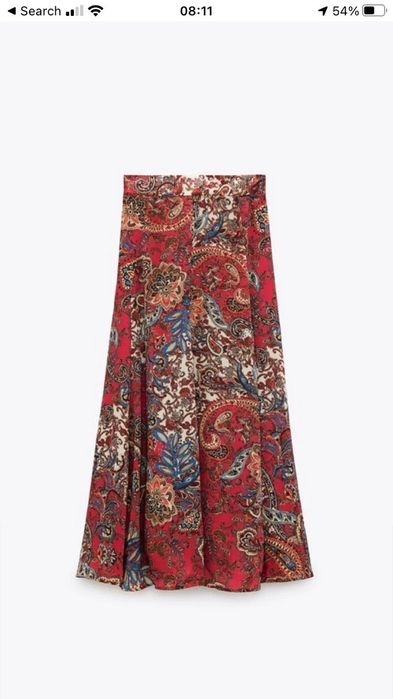 Nowa satynowa bordowa rozkloszowana spódnica Zara S 36 ,