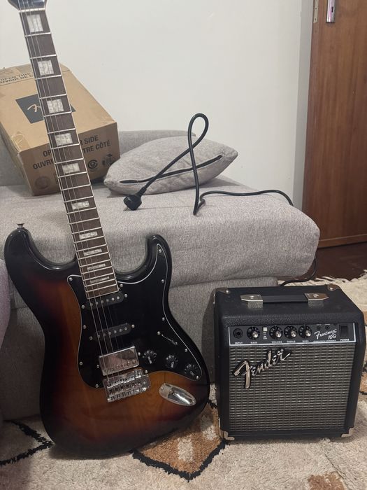 Guitarra eletrica sstag + Amplificador fender frontman 10G + Cabo