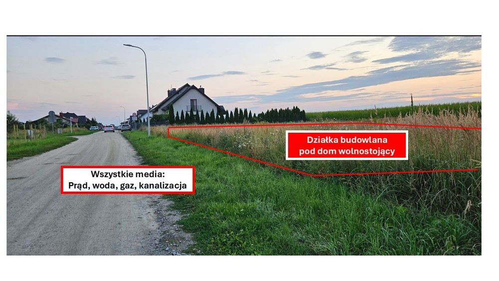 działka budowlana pod dom wolnostojący, wszystkie media