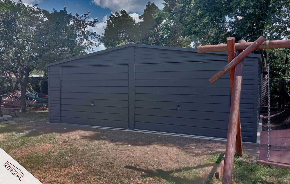Garaż Blaszany Blaszak dwustanowiskowy 7x6m ciemny grafit MAT