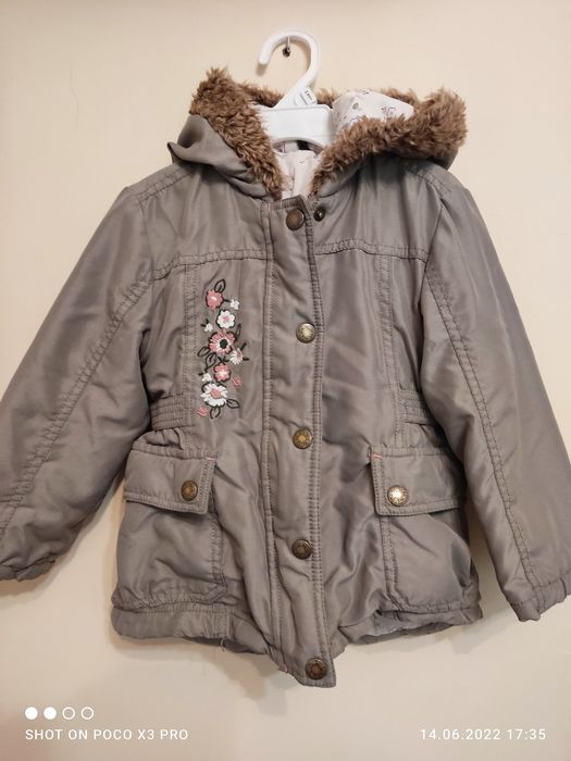 Kurtka parka khaki dziewczynka George 98/104cm zimowa