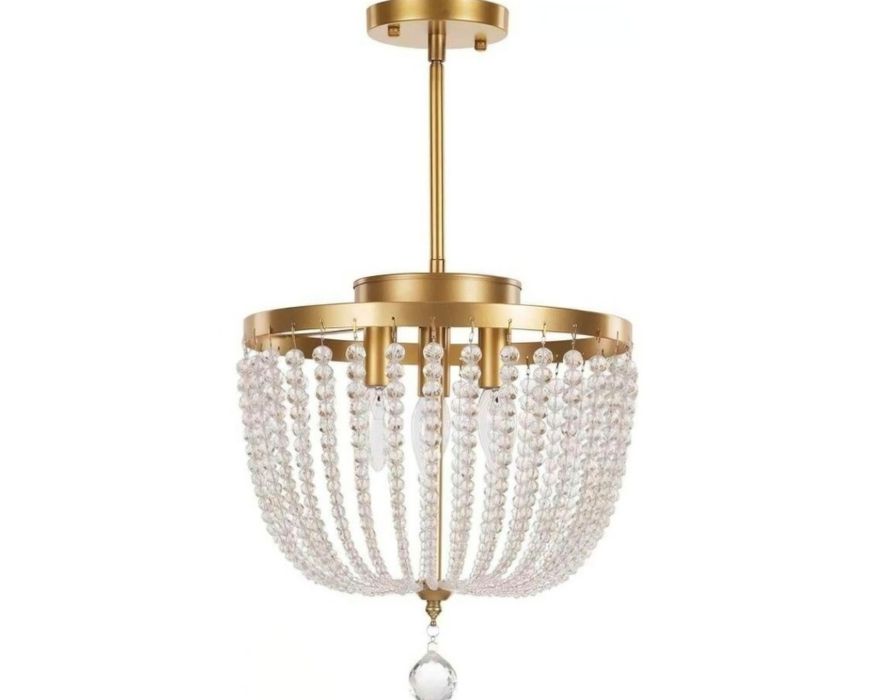 Złoty żyrandol kryształowy Art Deco 3xE14 Ø35 cm