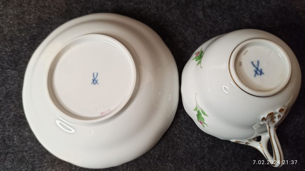 Porcelana MEISSEN DUO kawa Herbata Róża Miśnieńska
