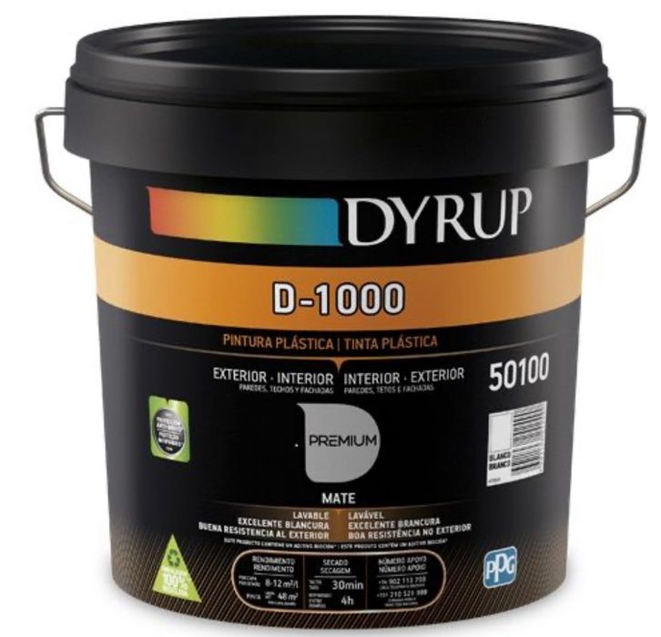 Tinta interior/exterior D1000 branco mate 15L Dyrup
