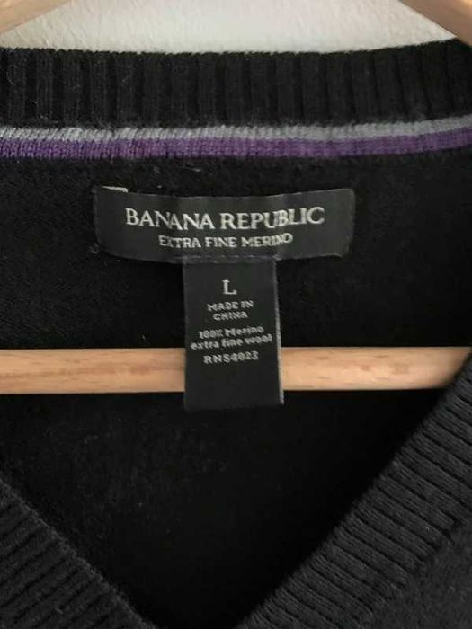 Banana Republic męski wełniany czarny sweter basic minimalizm M S