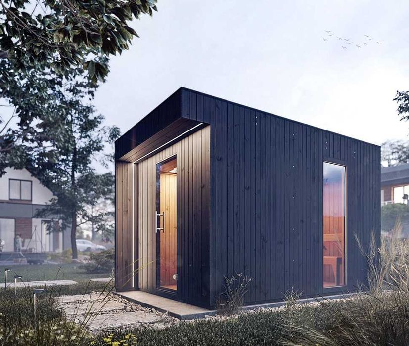Sauna zewnętrzna fińska Musta 2x3 m montaż+zestaw 5 el. gratis