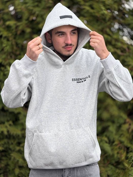 Худи Essentials FOG серое мужское худі Ессеншиалс худи чорне чоловіче