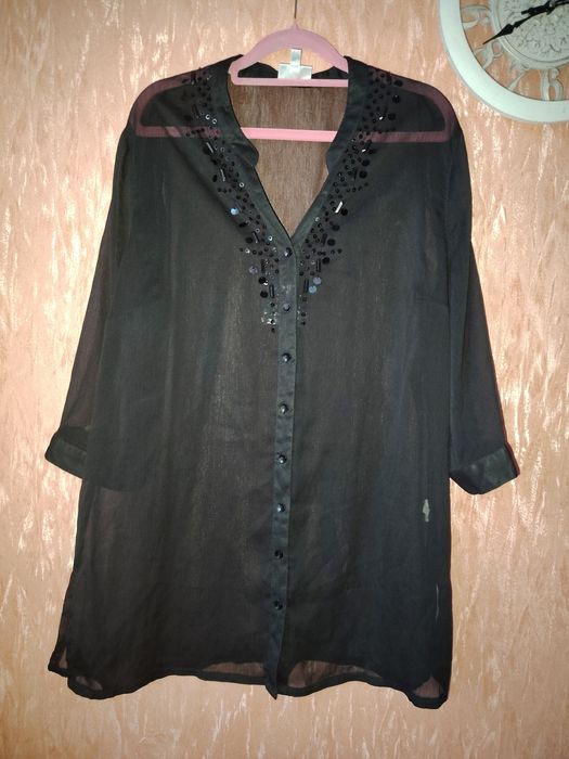 Рубашка туника на пуговицах шифоновая XL можнотна пляж