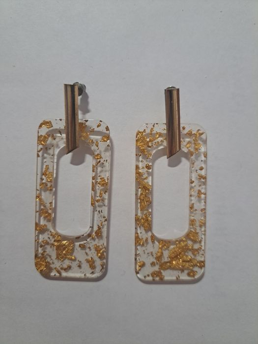 Сережки з епоксидки з золотом золоті