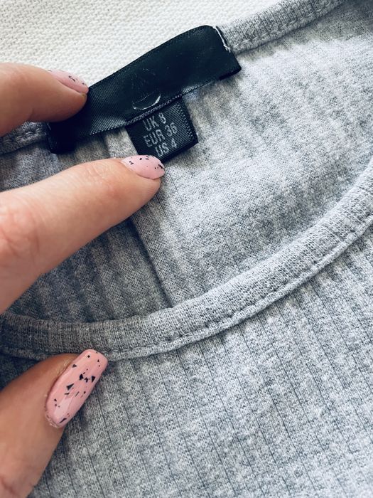 Bawełniany szary t-shirt basic w prążek Missguided r. S